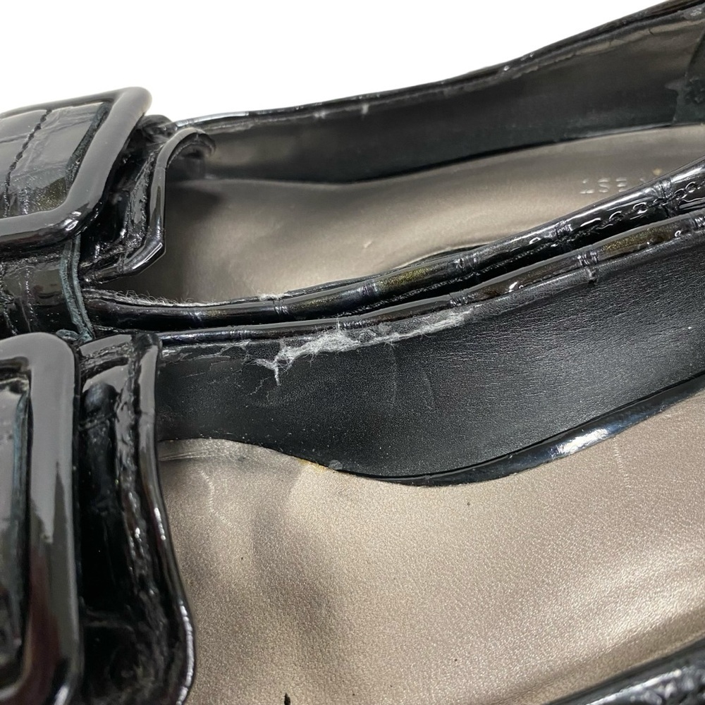 Nine West Black Patent Croc Print Heeled Loafer - 6.5 China - Picture 6 of 12